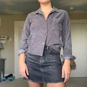 Reformation grey corduroy button up with pocket